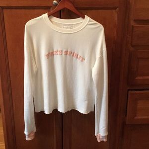 Spiritual gangster white long crop sweat shirt
